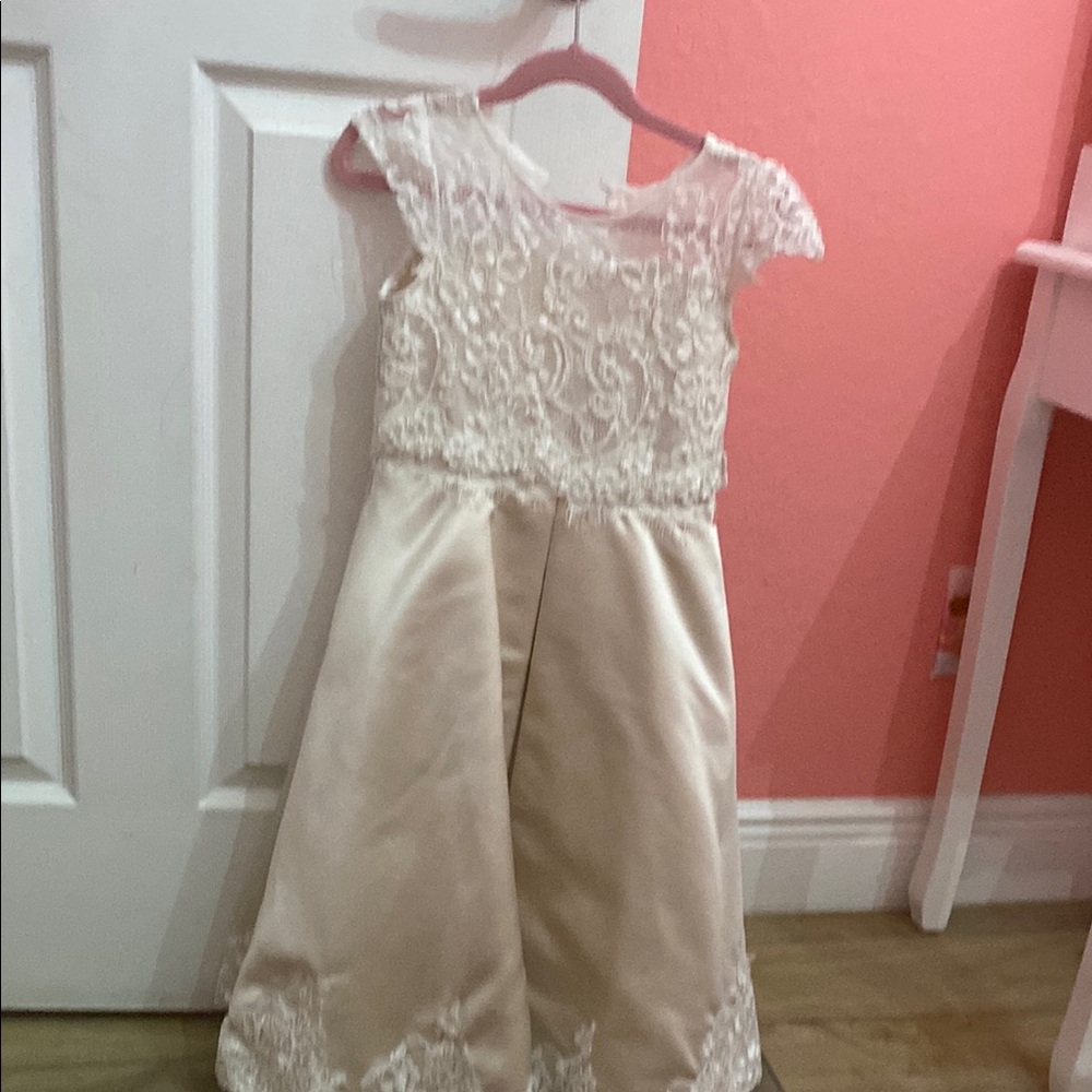 Elegant Lace Kids Dress in Cream